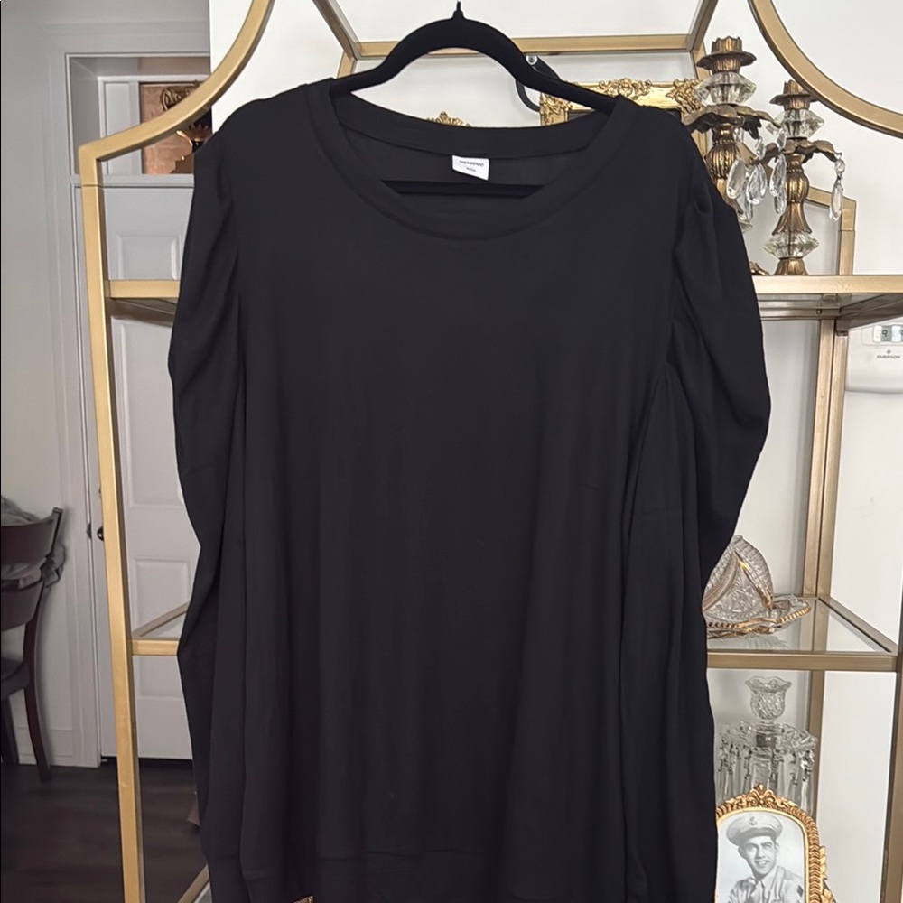 Black Women's Top with ruffled shoulder